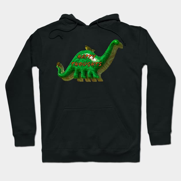 Trippy Dino and Birds - Happy Thoughts Hoodie by aadventures